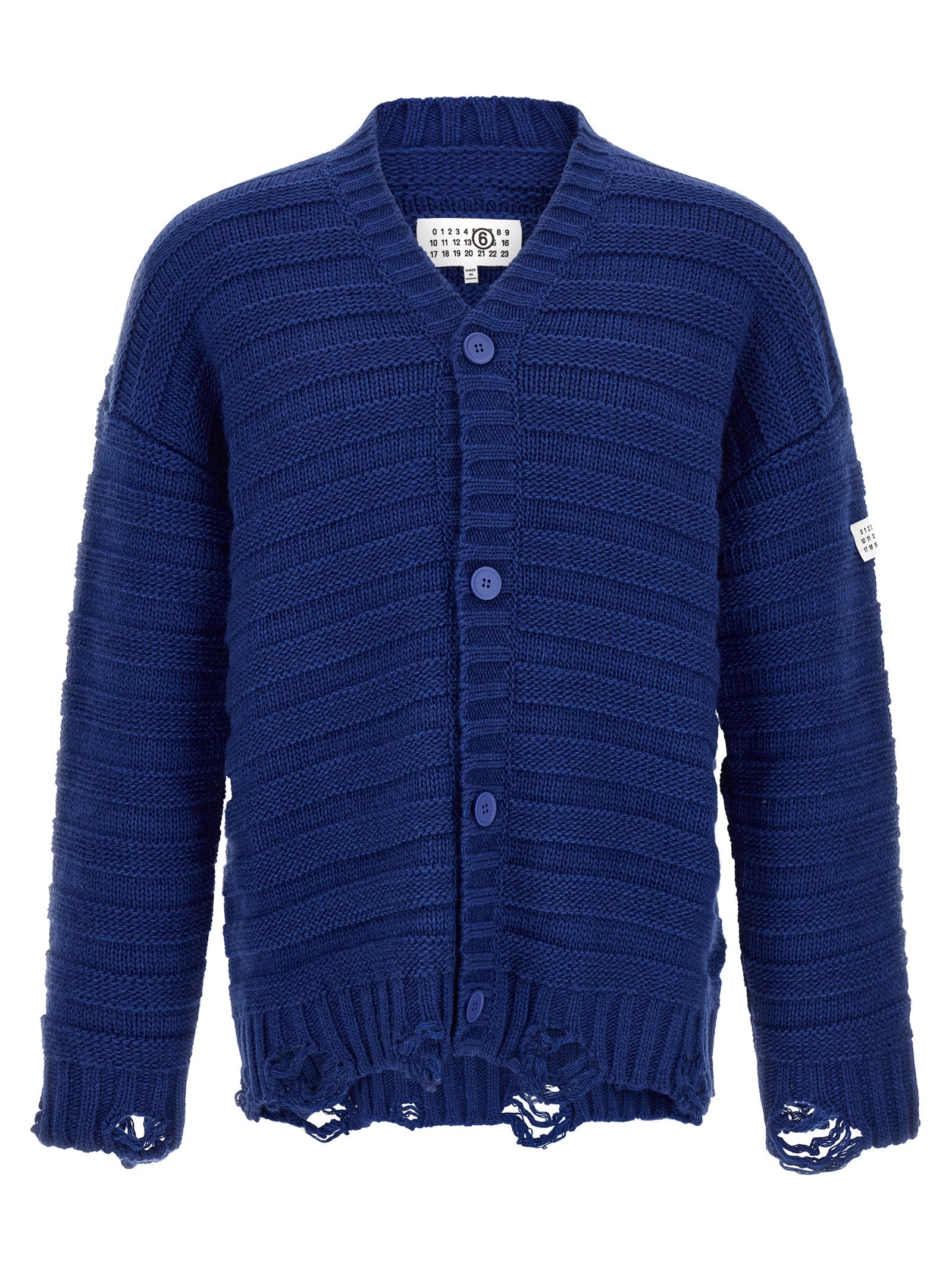 MM6 Maison Margiela Virgin Wool Blend Cardigan — Blue