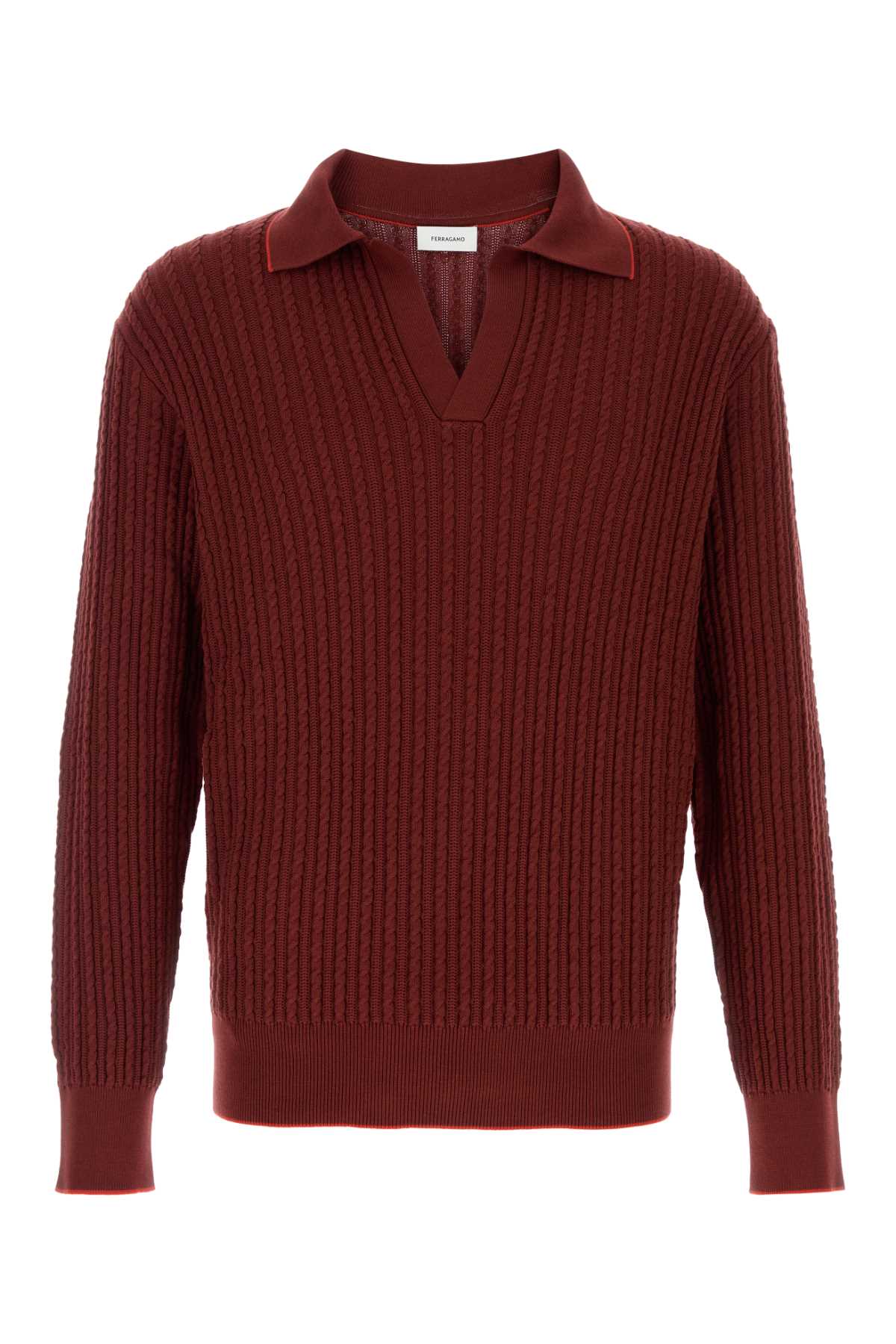 Ferragamo Ribbed Cotton-Silk Blend Sweater — Red