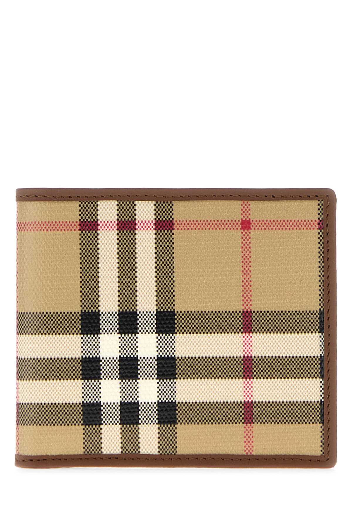 Burberry Plaid Canvas Wallet — Beige