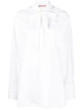 Valentino Flower Embroidered Silk-Blend Shirt — White