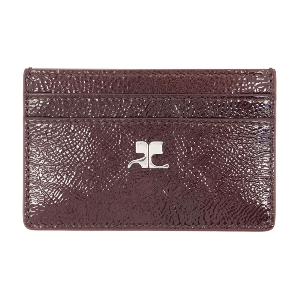 Courreges Cowhide Leather Card Case — Burgundy