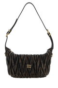 Miu Miu Ruched Leather Shoulder Bag — Brown