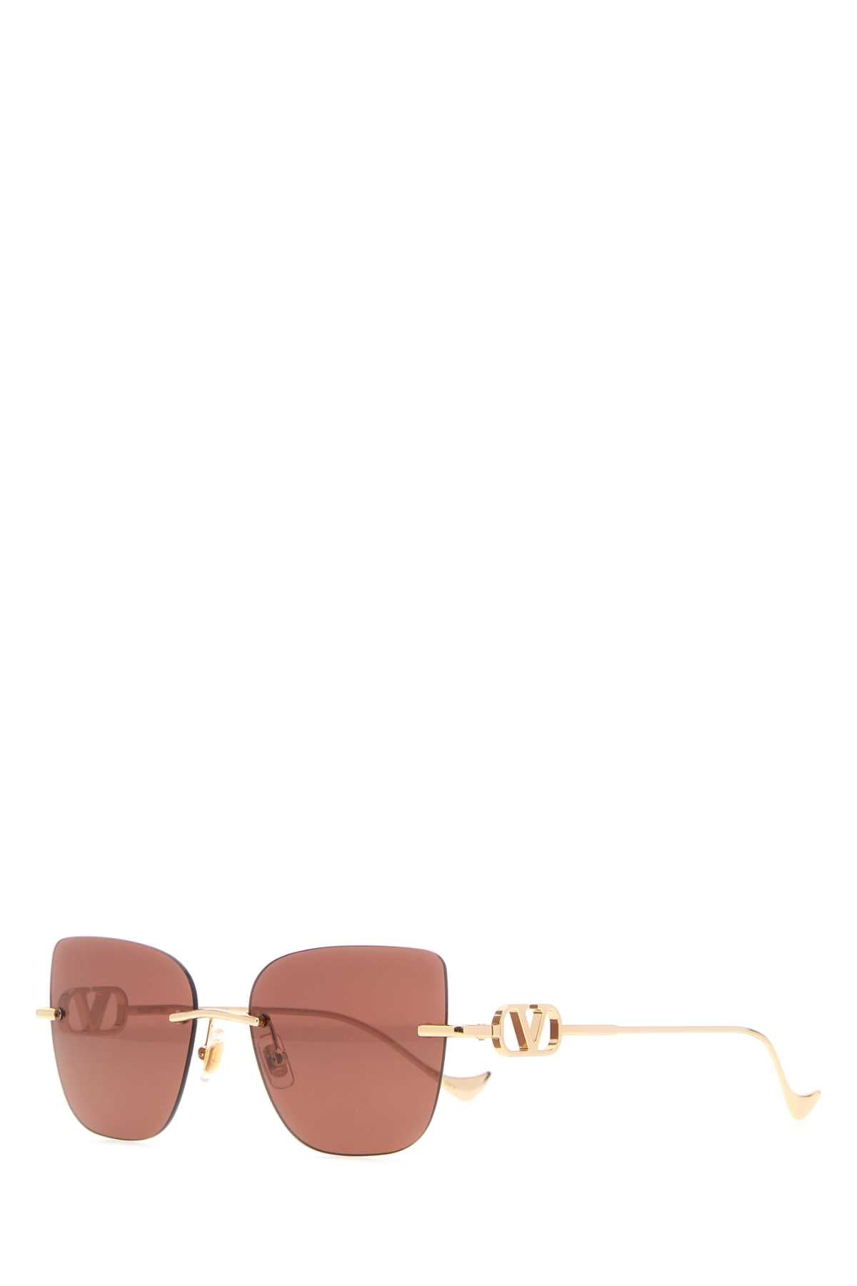 Valentino Garavani SUNGLASS Gold Metal Sunglasses — Gold
