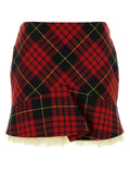 Alexander McQueen Tartan Wool-Blend Skirt — Red
