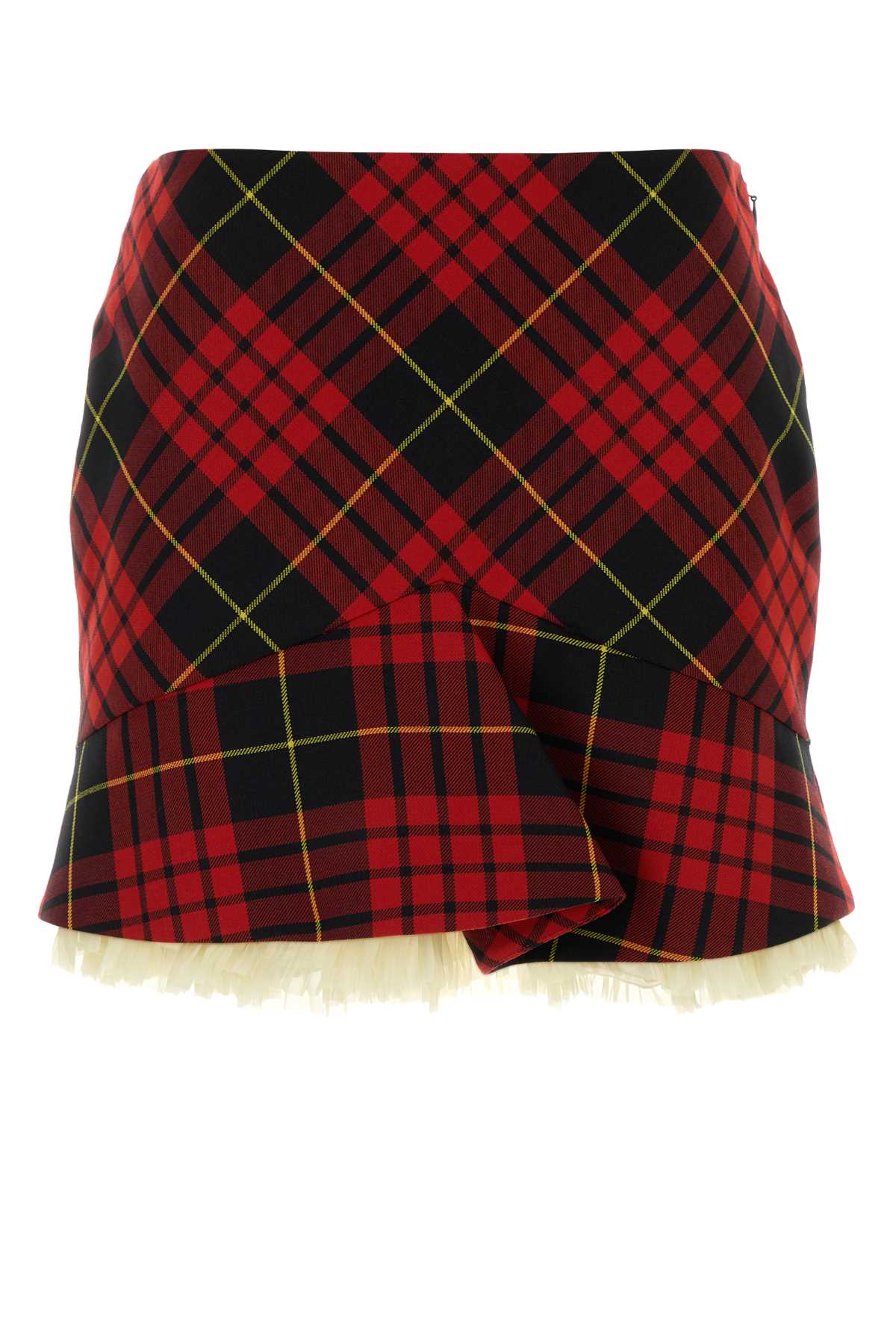 Alexander McQueen Tartan Wool-Blend Skirt — Red