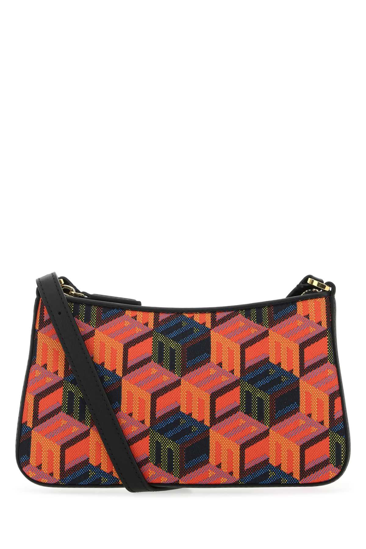 MCM Geometric Fabric Shoulder Bag — Orange