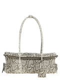 Maison Margiela Snake-Effect Goatskin Shoulder Bag — White
