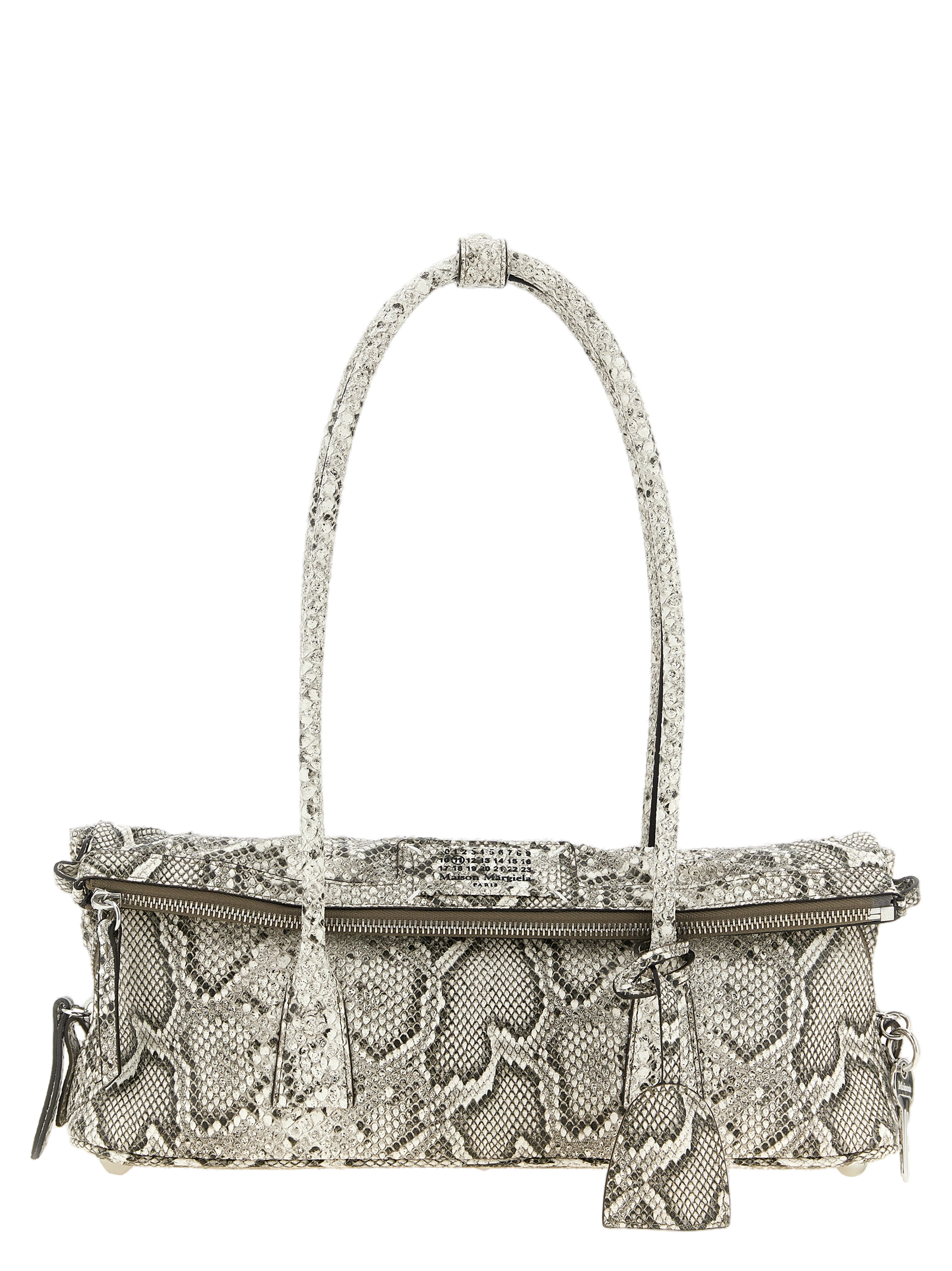 Maison Margiela Snake-Effect Goatskin Shoulder Bag — White