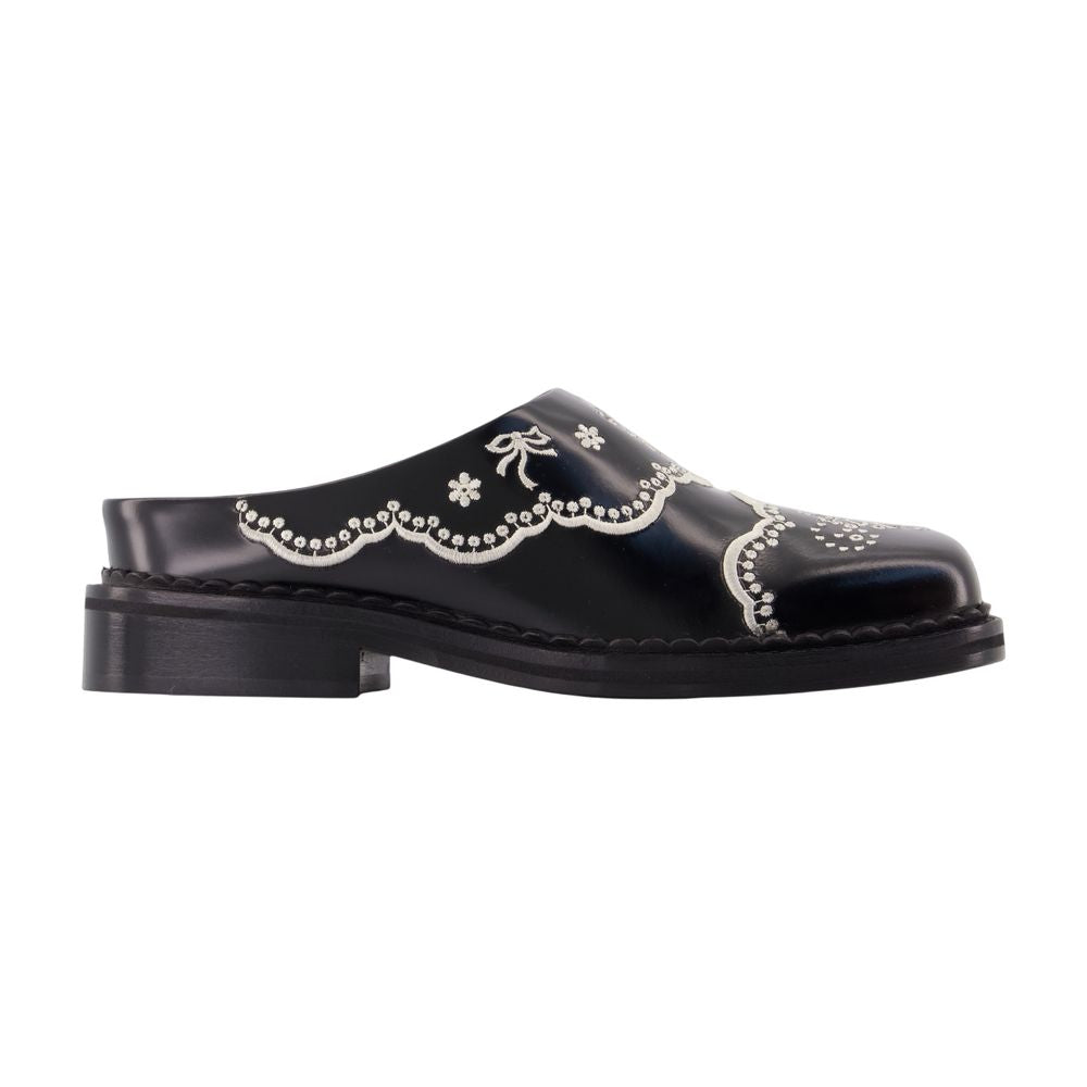 Simone Rocha Embellished Calfskin Mule — Black
