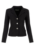 Alessandra Rich Single-Breasted Wool Blazer — Black