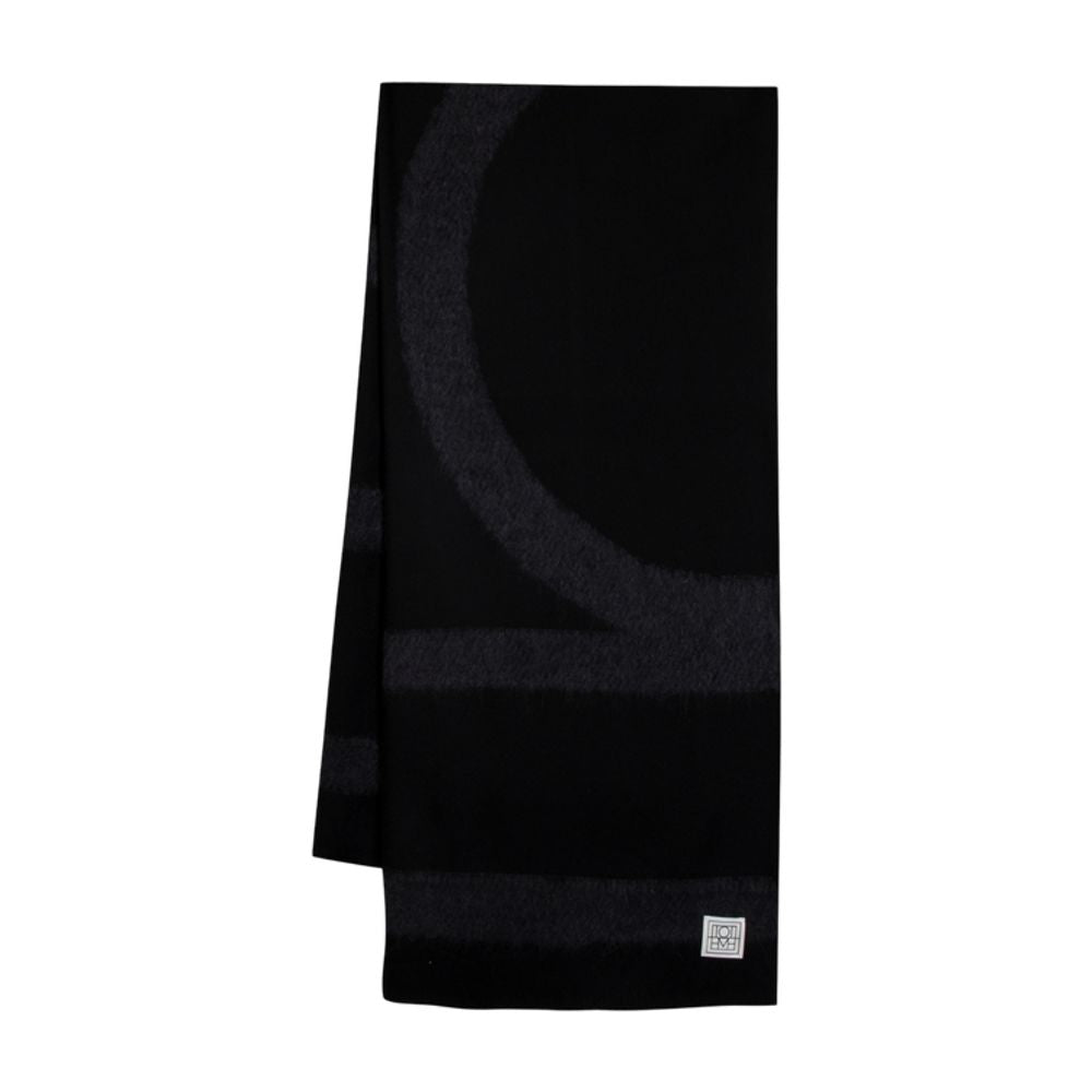 Toteme Wool Monogram Twill Scarf — Black