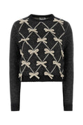 Moschino Bow-Embroidered Wool Blend Sweater — Gray