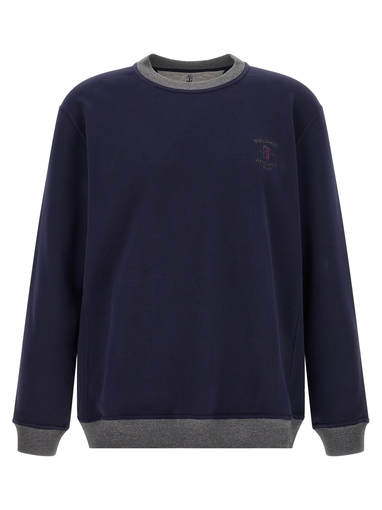 Brunello Cucinelli Cotton Crew Neck Sweatshirt — Navy