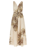 Brunello Cucinelli Bloom Print Cotton Dress — Beige