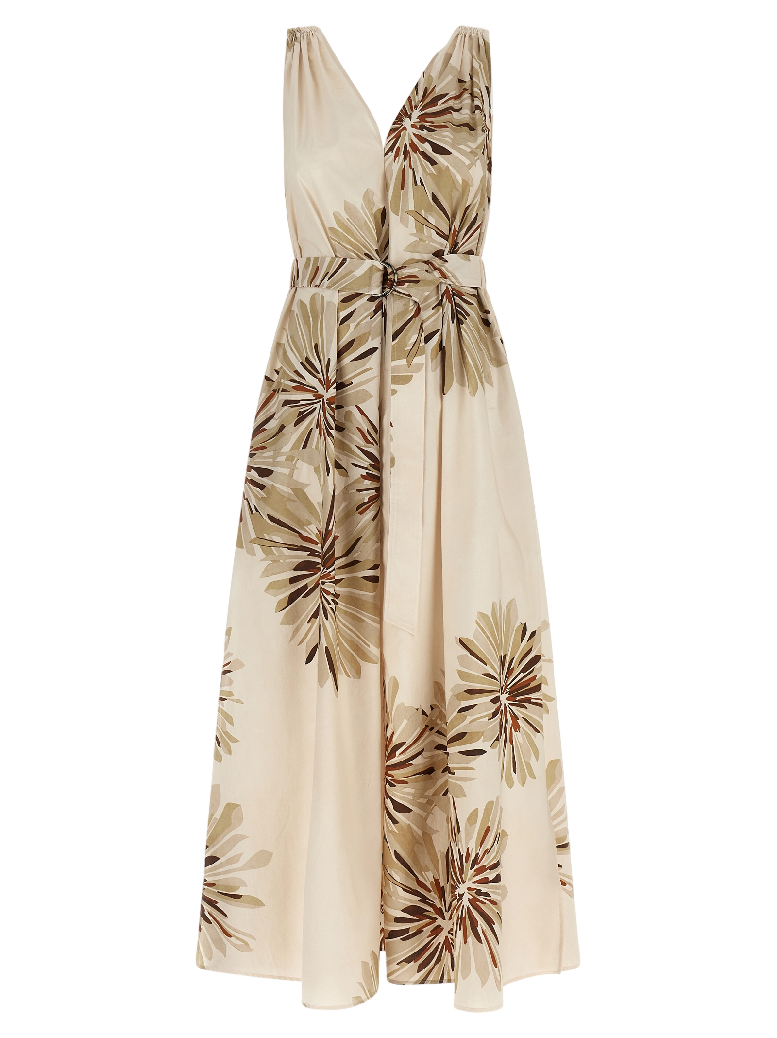 Brunello Cucinelli Bloom Print Cotton Dress — Beige