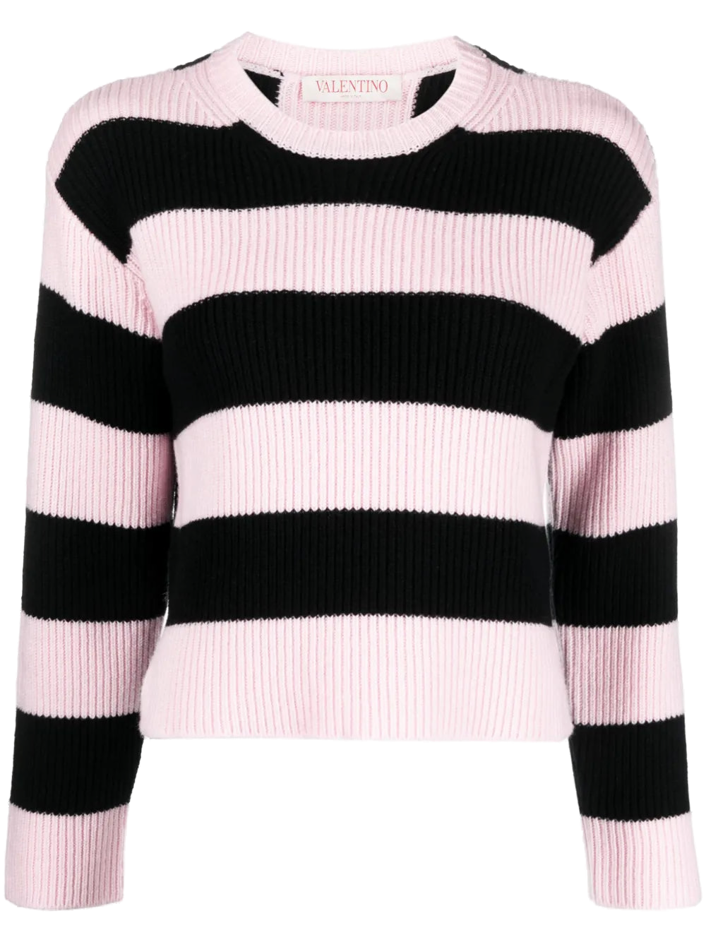 Valentino Striped Virgin Wool Sweater — Pink