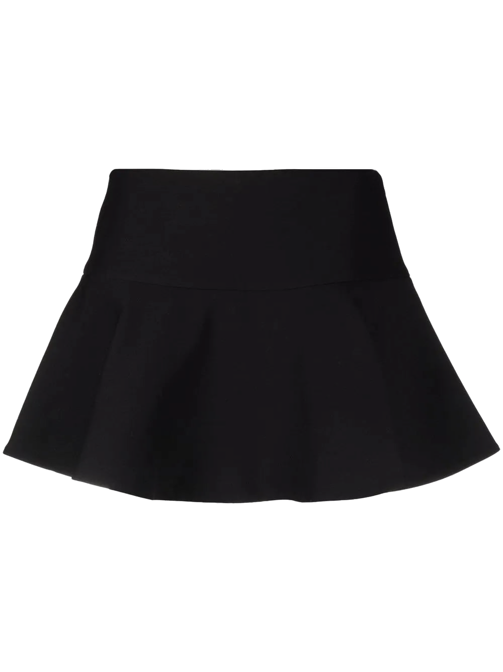Valentino Flared Virgin Wool-Silk Blend Mini Skirt — Black