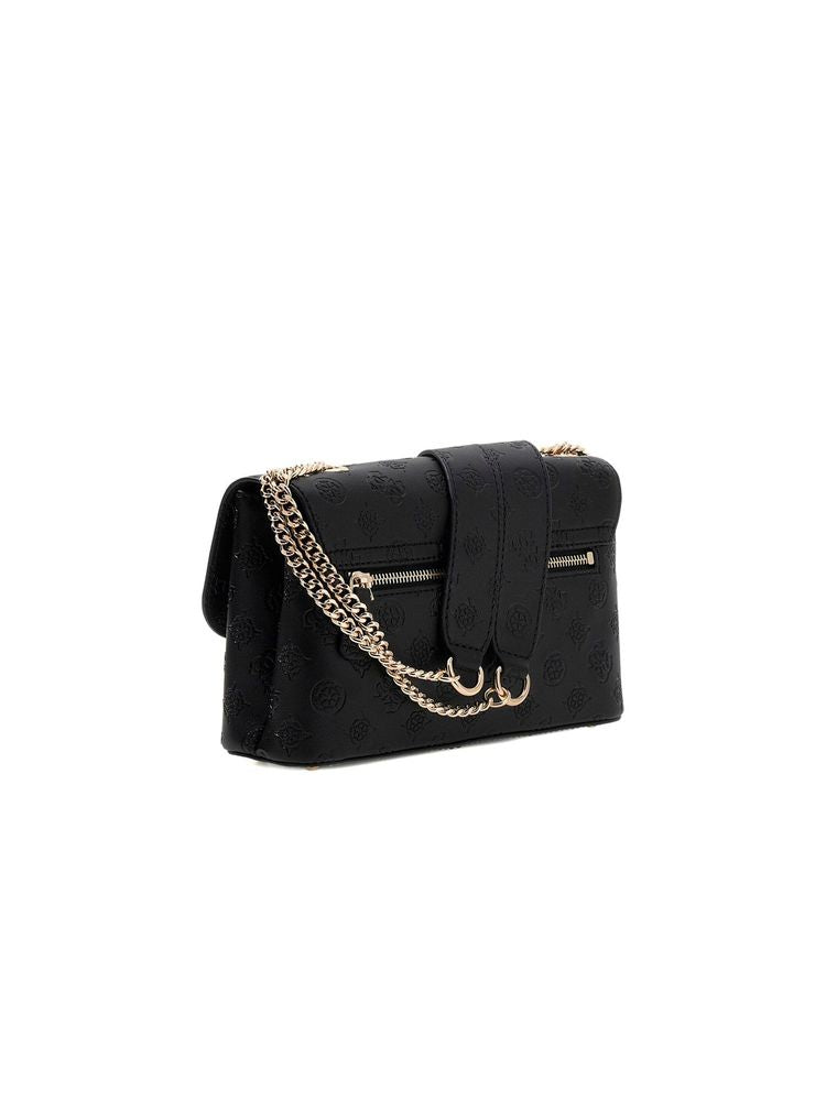 Bolso cruzado Guess de poliuretano con logo en relieve — Negro