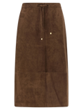 'S Max Mara Lamb Leather Midi Skirt — Brown