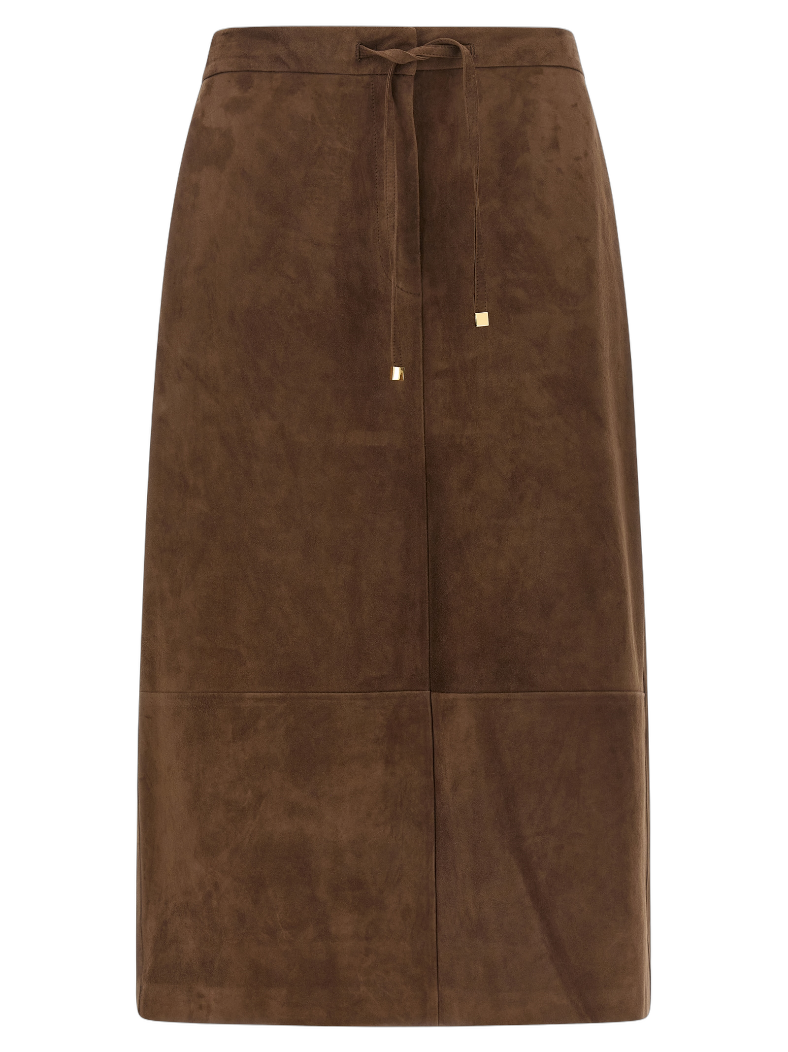 'S Max Mara Lamb Leather Midi Skirt — Brown