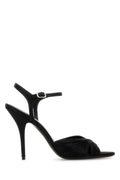 Balenciaga Twisted Suede Ankle-Strap Heel Sandal — Black