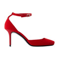 Courreges Peep Toe Suede Heels — Red