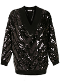Valentino Sequin-Embellished Sweater — Black