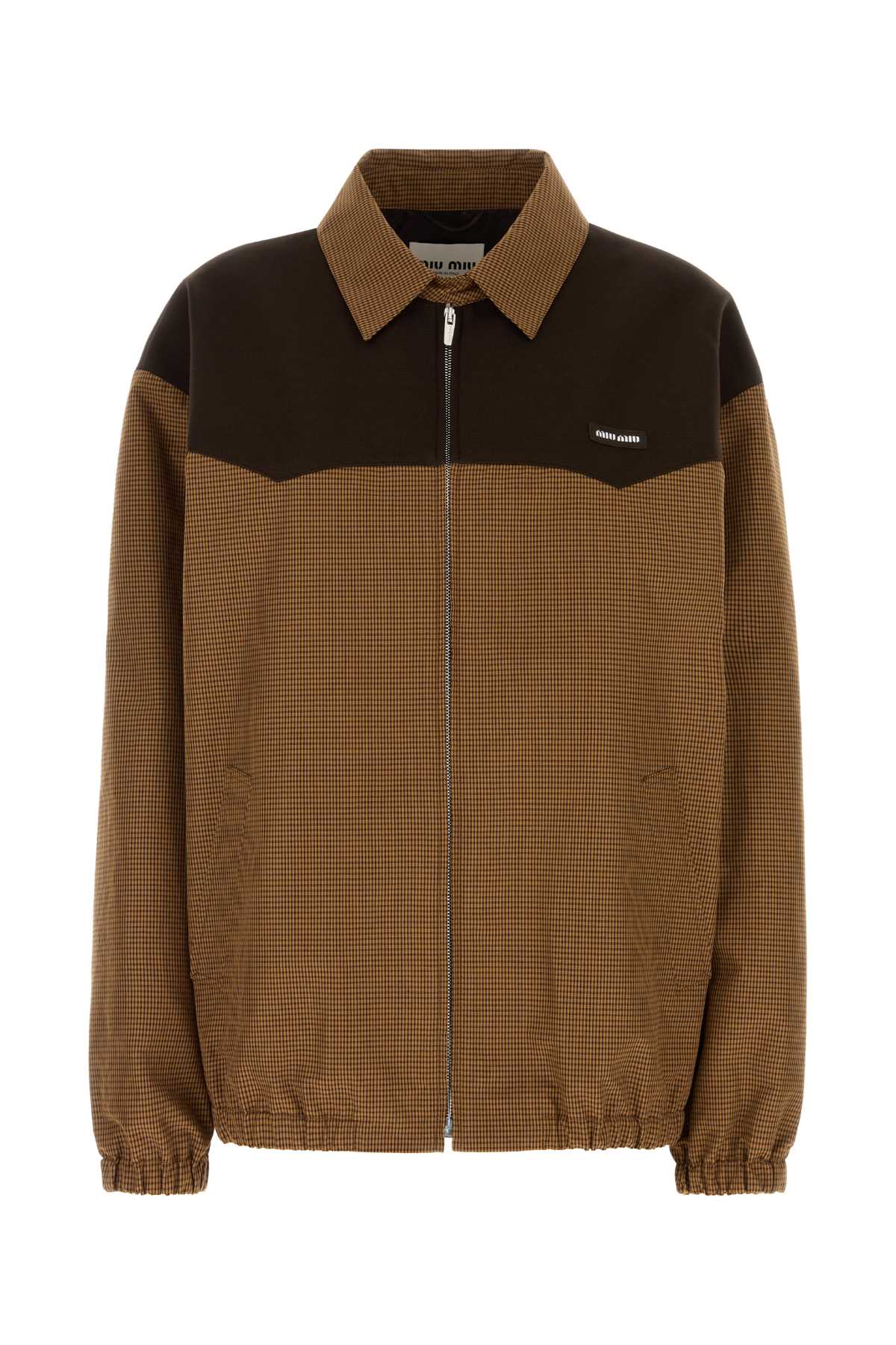 Miu Miu Colorblocked Cotton Jacket — Brown