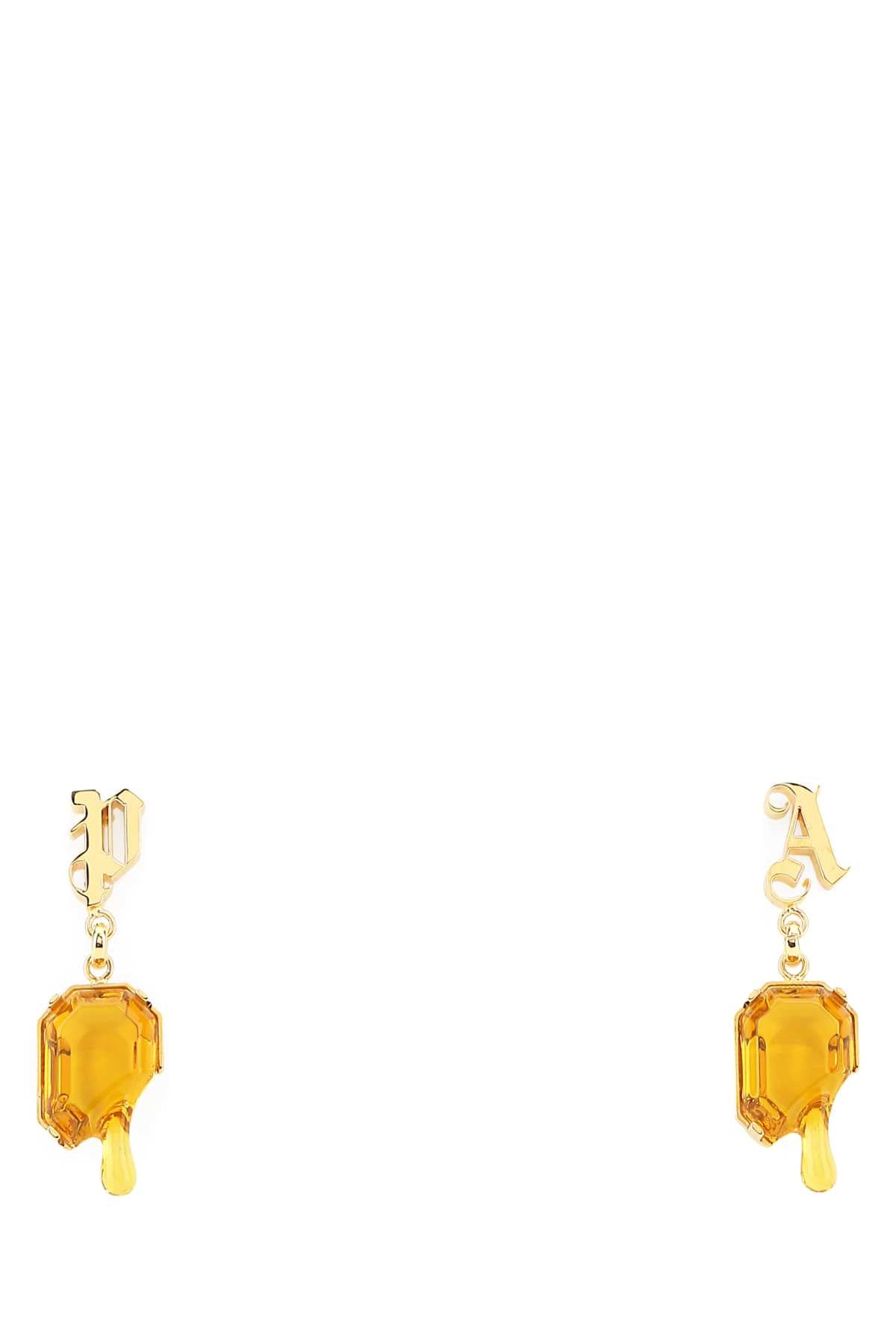Palm Angels Amber Crystal Drop Earrings — Yellow