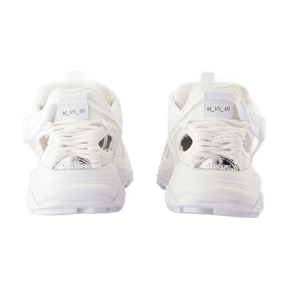 Versace Calfskin Leather Low Top Sneaker — White