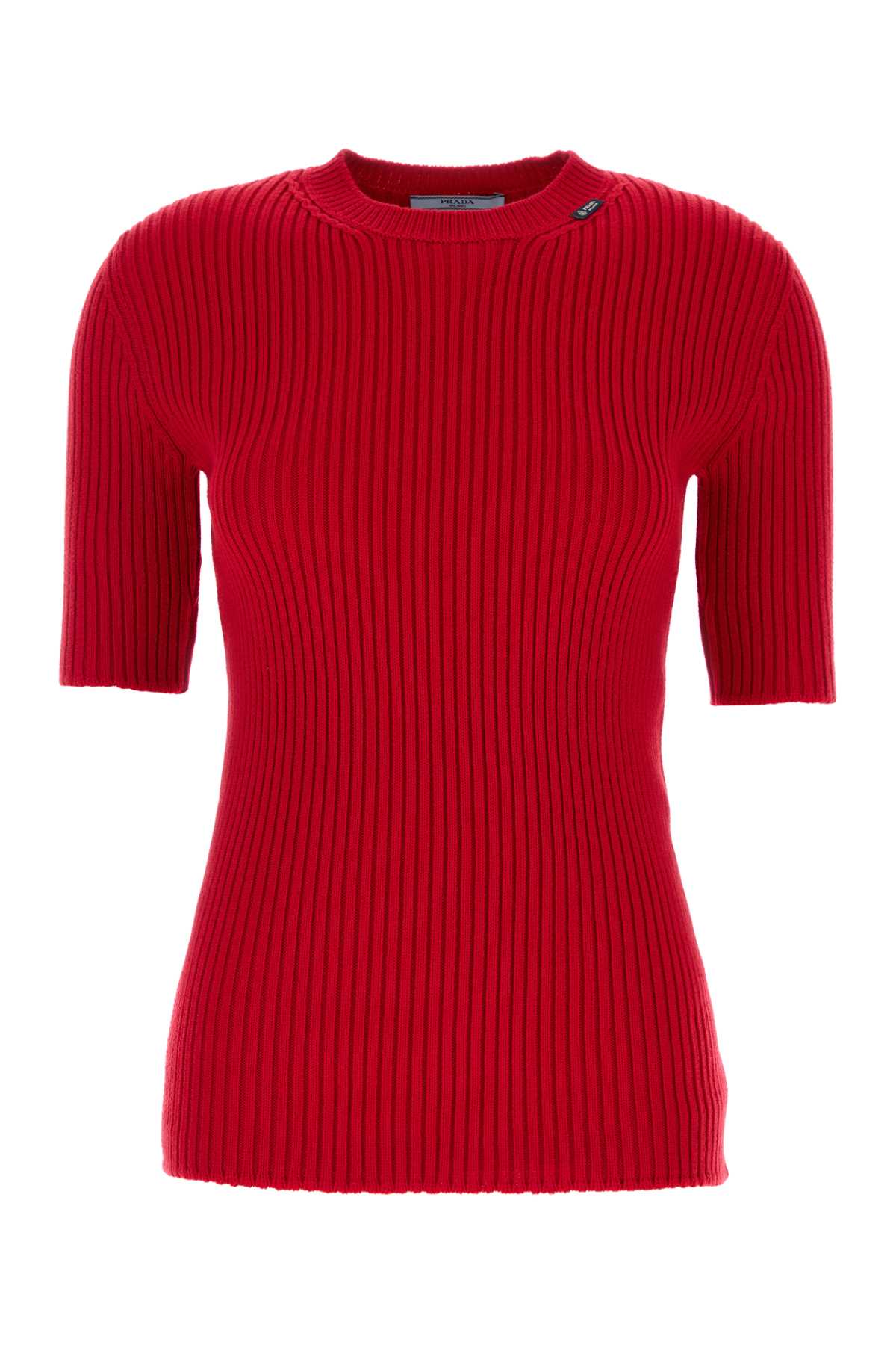 Prada Ribbed Wool Blend Sweater — Red
