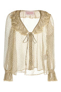 Valentino Garavani Silk Polka-Dot Shirt — Beige