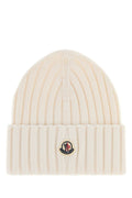 Moncler HAT Virgin Wool Ribbed Beanie — Beige