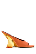 Dries Van Noten Sculptural Wedge Satin Mule — Orange