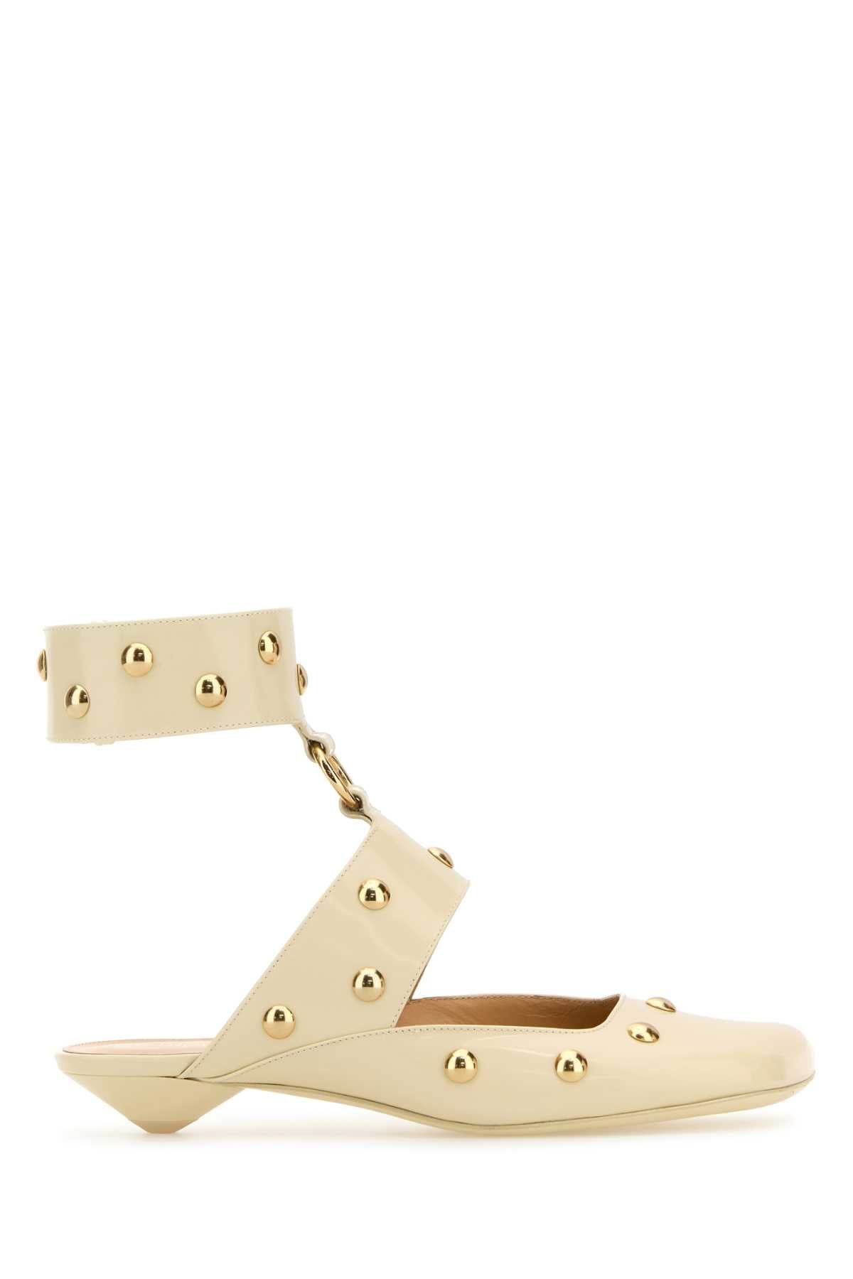 Chloé Studded Leather Heel — Beige