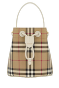 Burberry Signature Check Jacquard Top Handle Bag — Beige