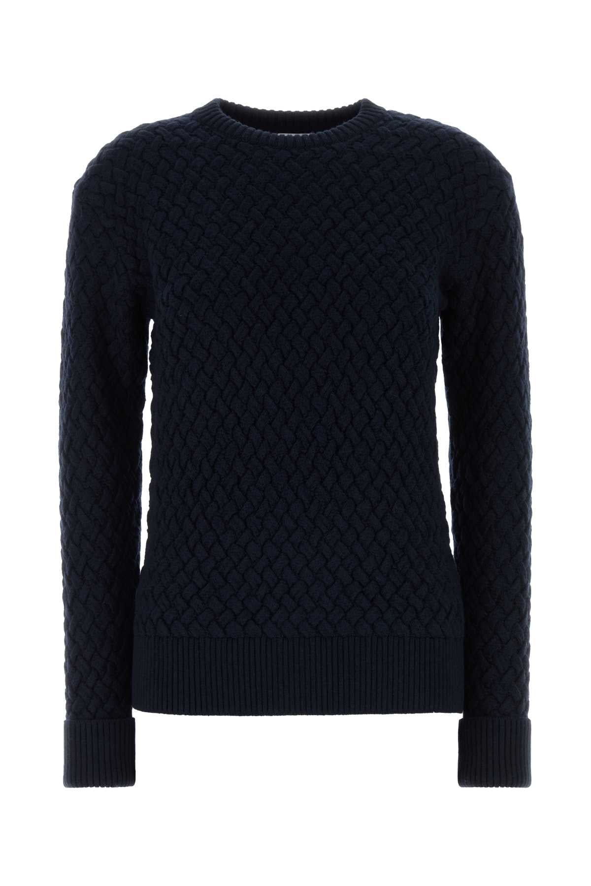 Bottega Veneta Quilted Wool Sweater — Navy