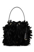 Prada Ruffled Satin Bucket Bag — Black