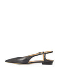 Emporio Armani Pointed Toe Leather Slingback Flat — Black
