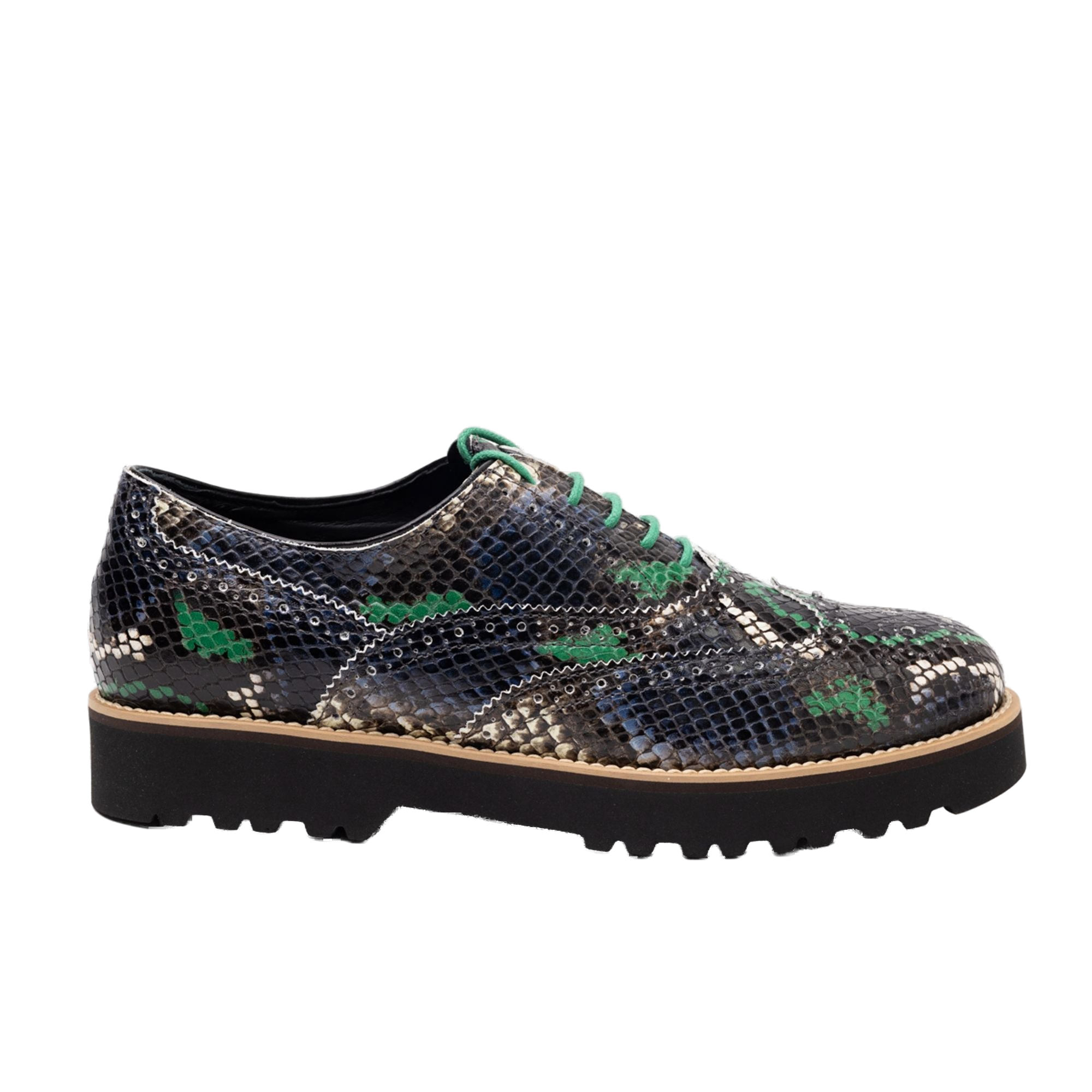 Hogan Snakeskin Platform Oxford Shoe — Black