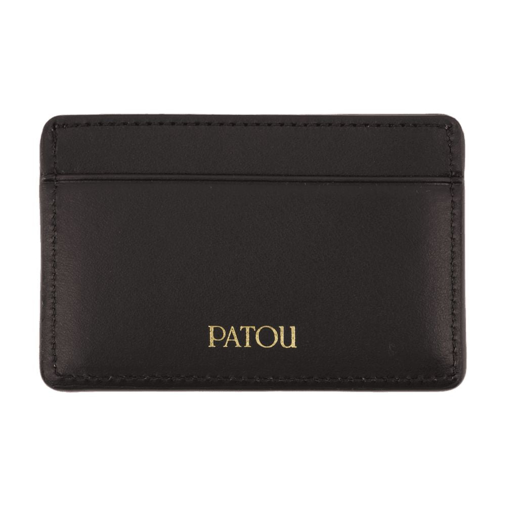 Patou Calfskin Leather Card Case — Black