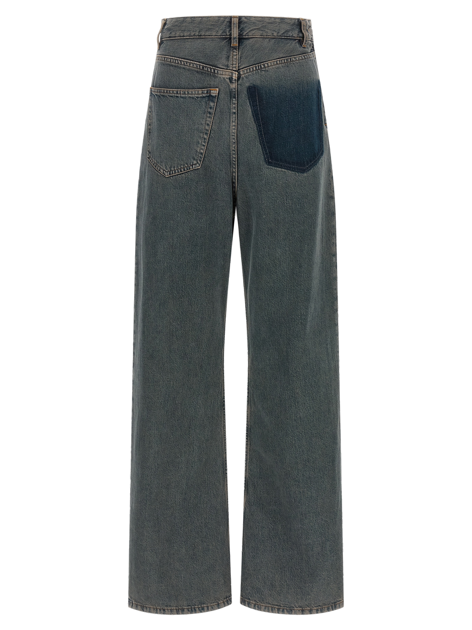 MM6 Maison Margiela Deconstructed Wide-Leg Denim Jeans — Gray
