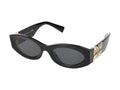 Miu Miu 0MU Oval Acetate Frame Sunglasses — Black