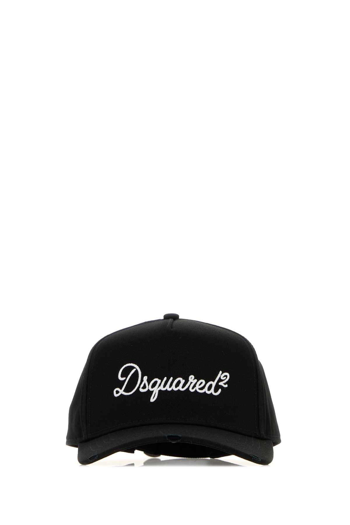 Dsquared2 BCM097605C00001 Logo-Embroidered Cotton Baseball Cap — Black