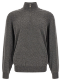 Brunello Cucinelli Half-Zip Cashmere Cardigan — Gray