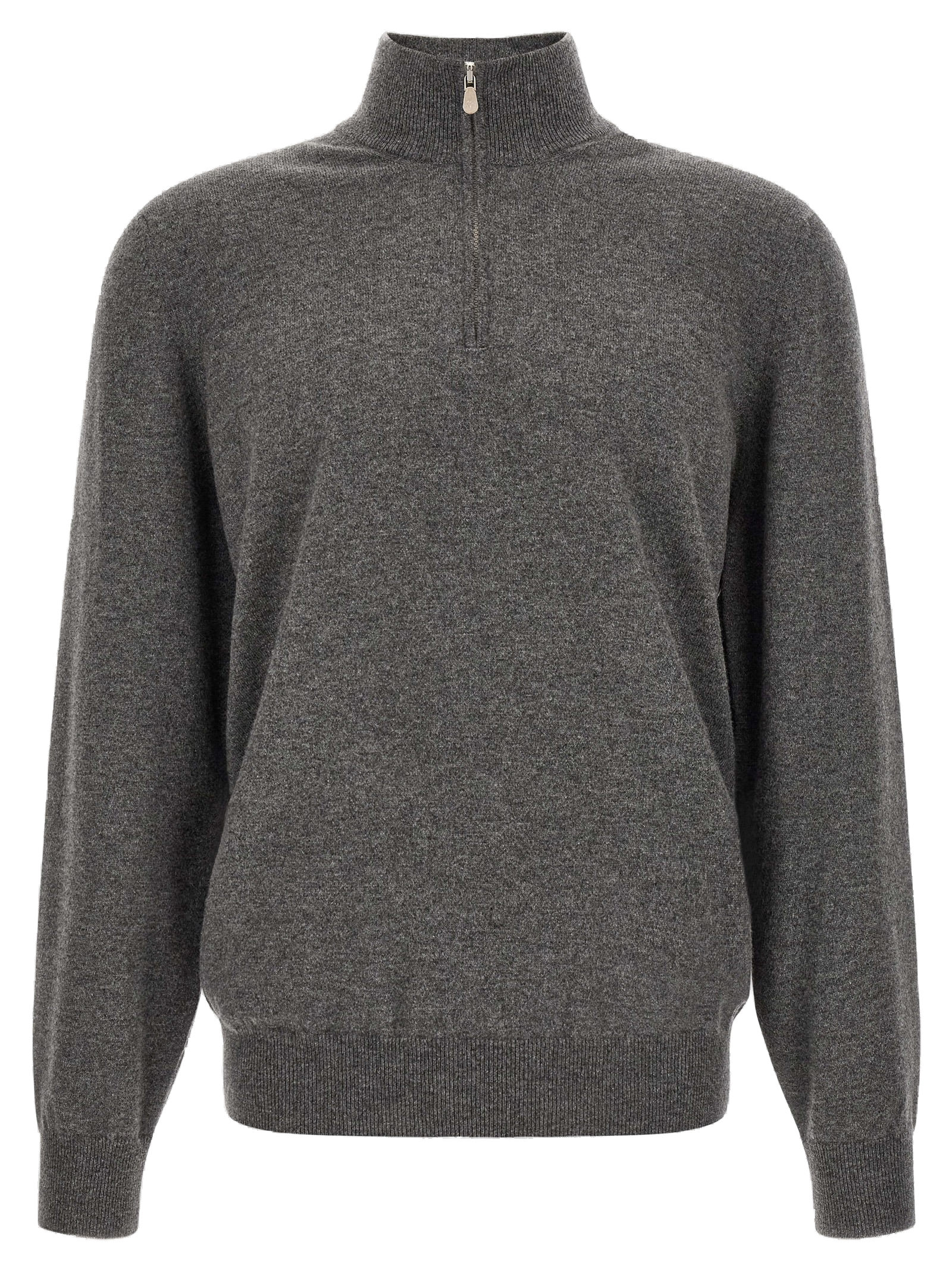 Brunello Cucinelli Half-Zip Cashmere Cardigan — Gray
