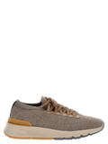 Brunello Cucinelli Stretch Wool Knit Sneaker — Gray