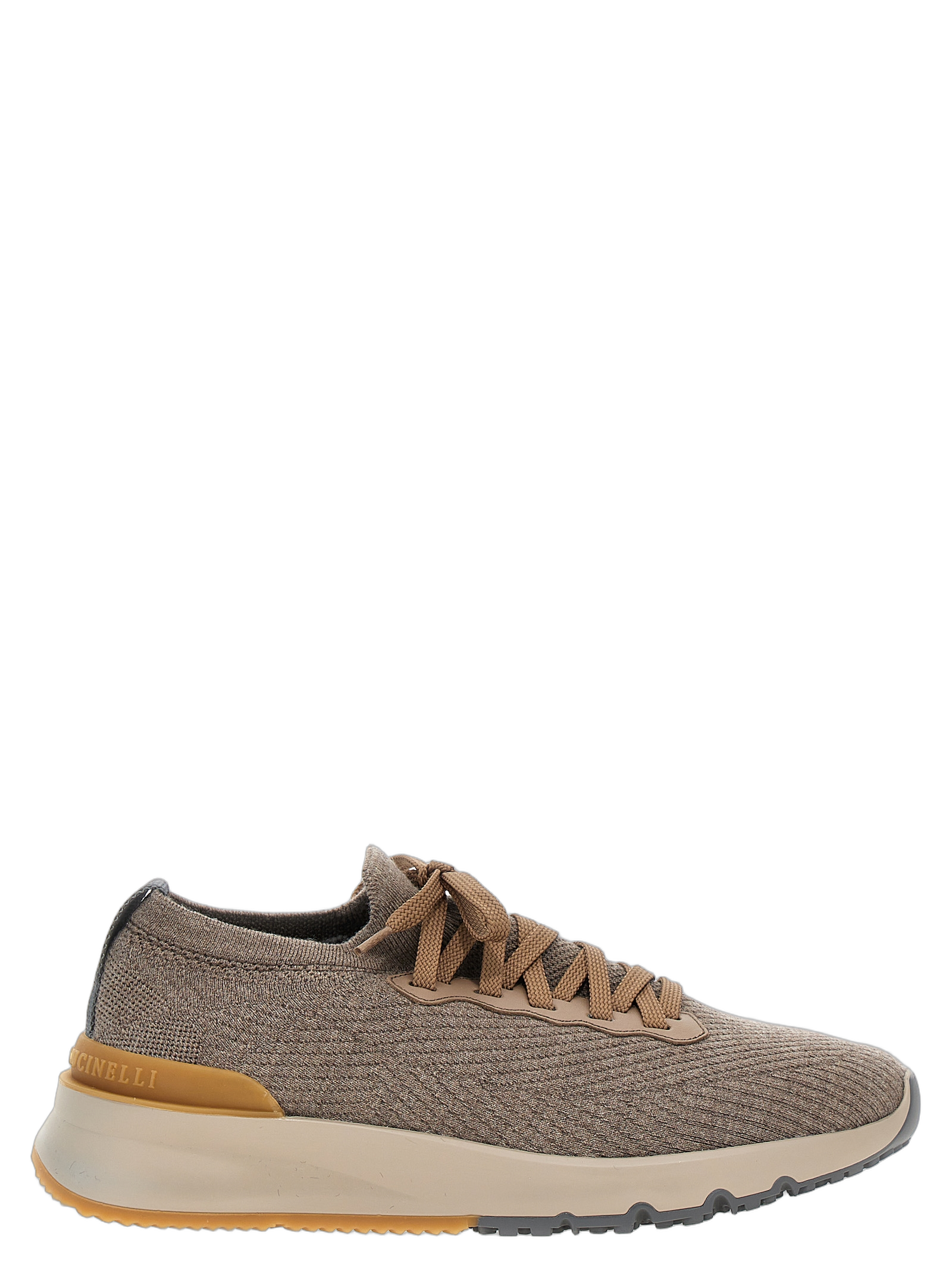 Brunello Cucinelli Stretch Wool Knit Sneaker — Gray