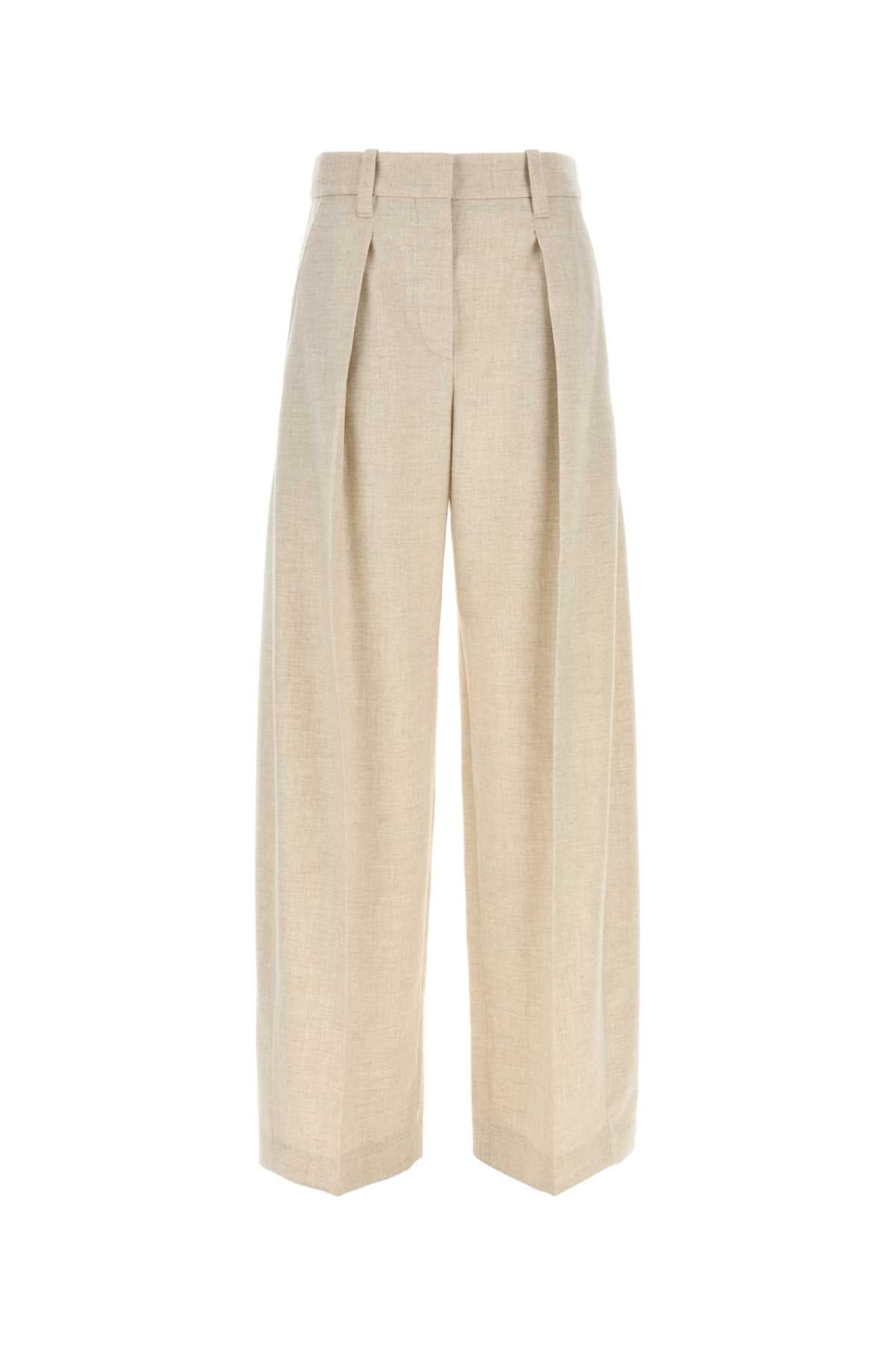 Brunello Cucinelli Virgin Wool Blend Trouser — Beige