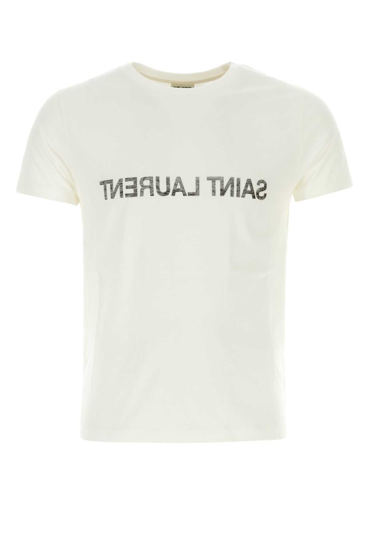 Saint Laurent Logo-Printed Cotton T-Shirt — White